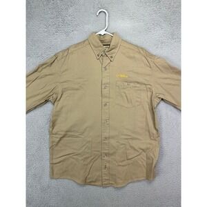 Saftbak Shirt Adult Medium Khaki 100% Cotton Button Down Long Sleeve Pocket Mens